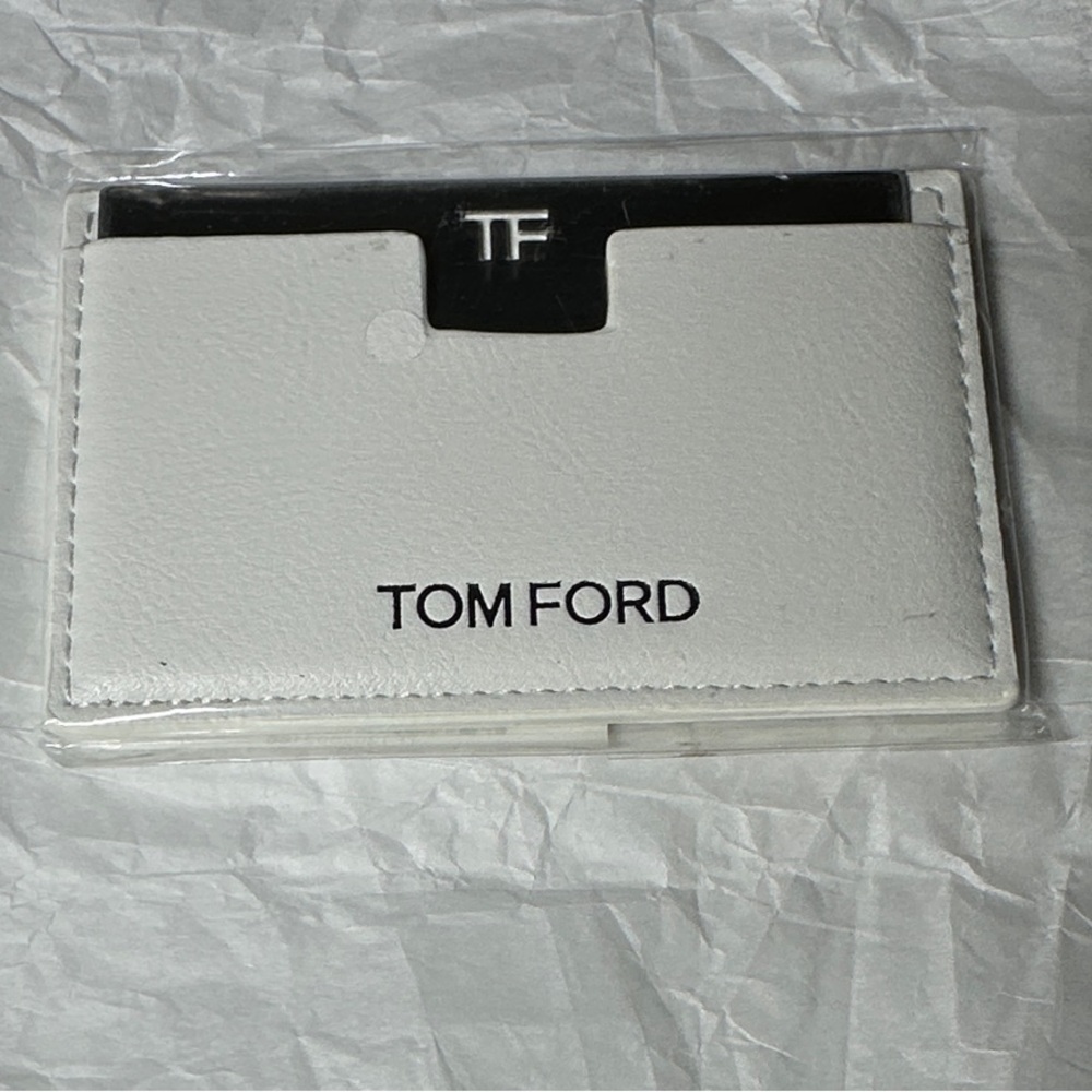 Tom Ford White Leather Card Holder with Mirror Plate GWP NWT